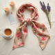 Floral Silk Hair Scarf with Bow Accent