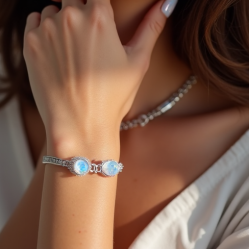 Crystal Charm Bracelet in Opal Tint