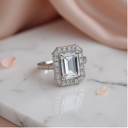 Rhinestone Cocktail Ring with Cubic Zirconia