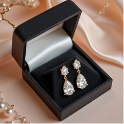 Rhinestone Drop Earrings with Cubic Zirconia