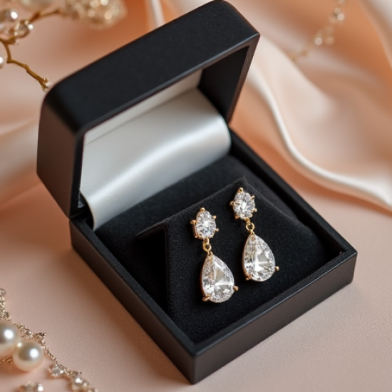 Rhinestone Drop Earrings with Cubic Zirconia