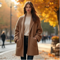 Oversized Cardigan Coat in Earth Tones