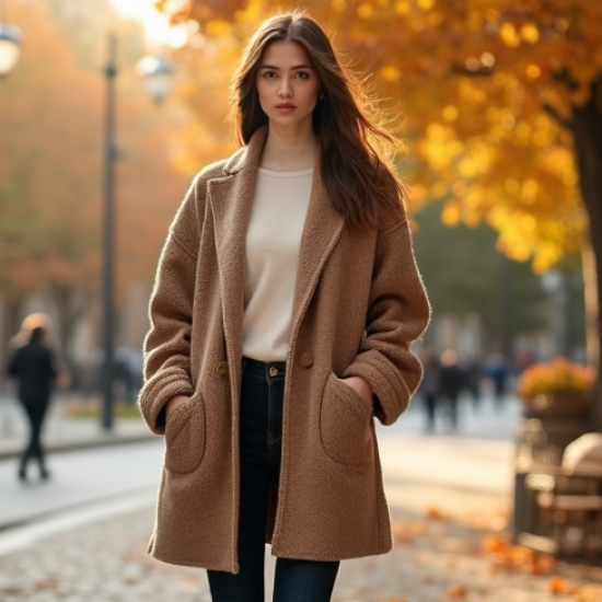 Oversized Cardigan Coat in Earth Tones