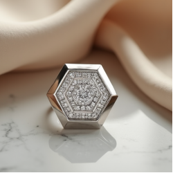 Geometric Cocktail Ring in Geometric Shape