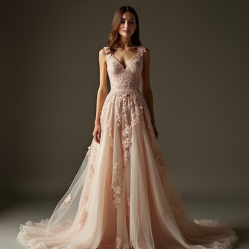 Floral Evening Gown with V-Neckline