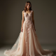 Floral Evening Gown with V-Neckline