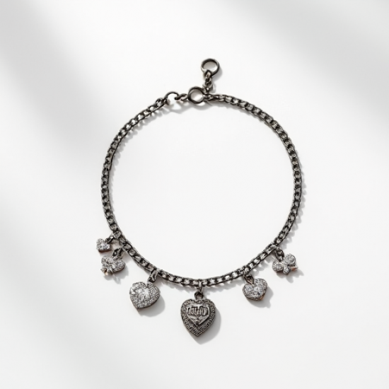 Dainty Charm Bracelet in Antique Finish