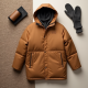 Minimalist Puffer Coat in Earth Tones