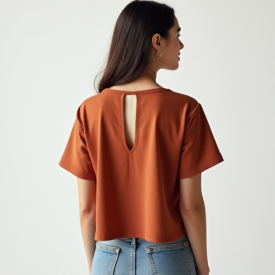 Crop Tunic Top with Keyhole Back