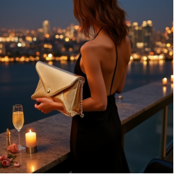 Metallic Envelope Clutch with Gold Chain