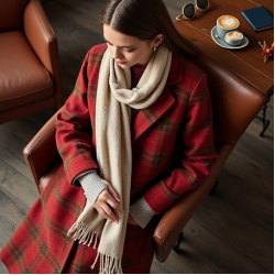 Plaid Cardigan Coat with Notch Lapel