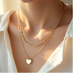 Layered Layered Necklace with Heart Motif