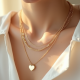 Layered Layered Necklace with Heart Motif