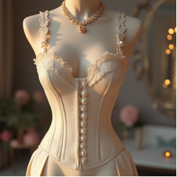 Lace Corset Top with Pearl Buttons