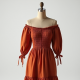 Off-Shoulder Peasant Dress with Puffed Sleeves