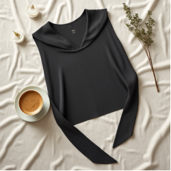 Silk Knit Sweater Top with Bow Detail
