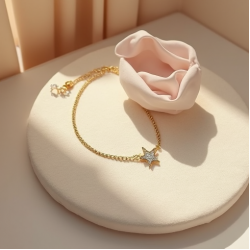 Gold-Plated Charm Bracelet with Star Pendant