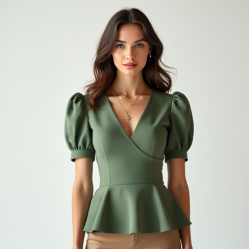 Crop Peplum Top with V-Neck