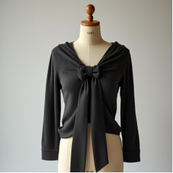 Silk Knit Sweater Top with Bow Detail