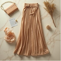 Wrap Maxi Skirt in Pleated Satin