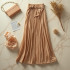 Wrap Maxi Skirt in Pleated Satin