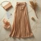 Wrap Maxi Skirt in Pleated Satin
