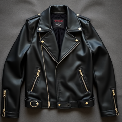 Oversized Biker Jacket with Gold Buttons