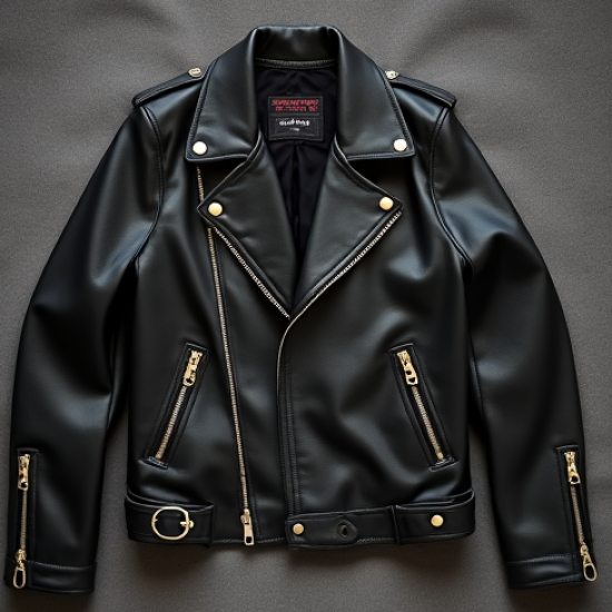 Oversized Biker Jacket with Gold Buttons