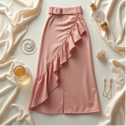 Ruffled Mini Skirt with High Slit