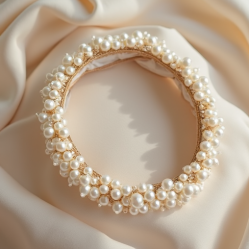 Pearl-Decorated Headband with Pearl Strap