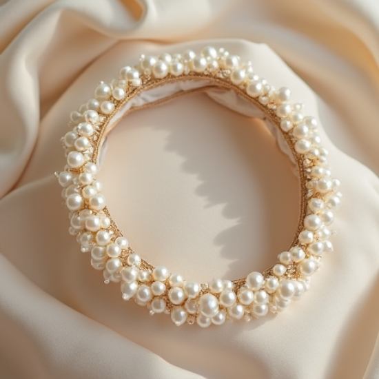 Pearl-Decorated Headband with Pearl Strap