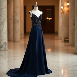 A-Line Evening Gown with Slit Detail