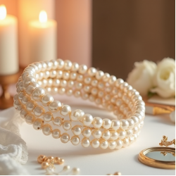 Pearl-Decorated Pearl Headband with Pearl Strap