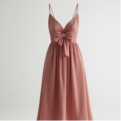 Chiffon Slip Dress with Bow Accent