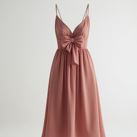 Chiffon Slip Dress with Bow Accent