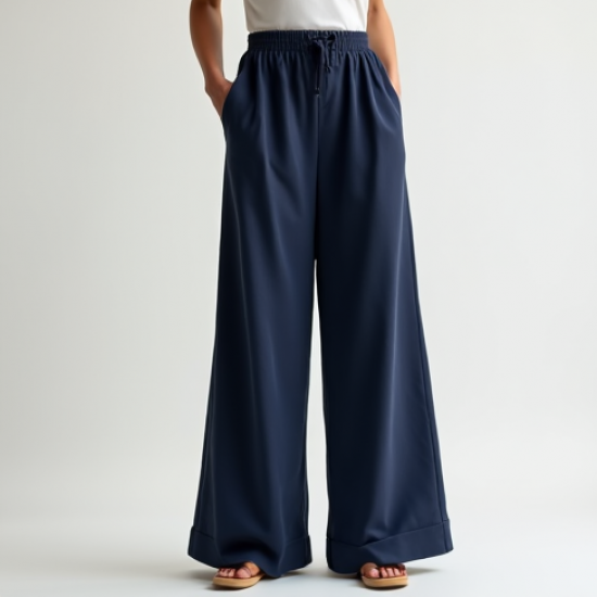 Wide-Leg Trousers with Elastic Waist