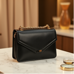 Chain-Strap Chain Shoulder Bag with Gold Chain