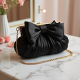Pleated Clutch Bag with Bow Accent