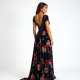 Velvet High-Low Dress with Floral Print