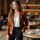 Cropped Blazer in Plaid Pattern
