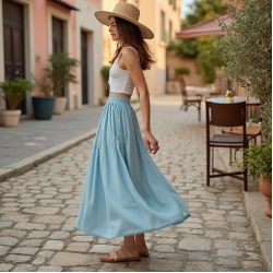 Casual Maxi Skirt in Pastel Color