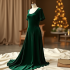 Velvet A-Line Party Dress with Slit Detail