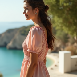 Chiffon Peasant Dress in Pastel Shades