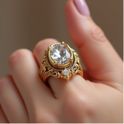 Vintage-Inspired Cocktail Ring in Antique Finish