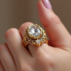 Vintage-Inspired Cocktail Ring in Antique Finish