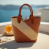 Woven Woven Basket Bag in Two-Tone Color
