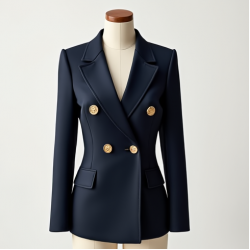 Double-Breasted Blazer with Gold Buttons
