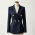 Double-Breasted Blazer with Gold Buttons