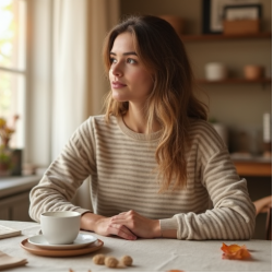 Striped Knit Sweater Top in Solid Neutral