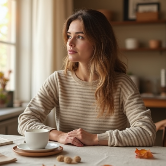Striped Knit Sweater Top in Solid Neutral